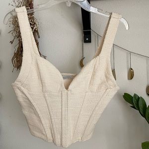 Zara Cream white Boucle corset bustier top